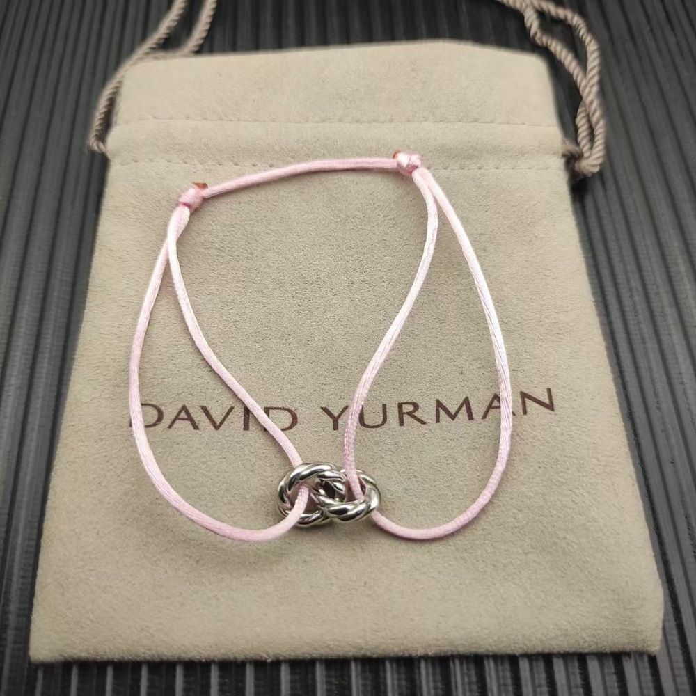 David Yurman Pink Double-Ring Silver Nylon Rope Bracelet